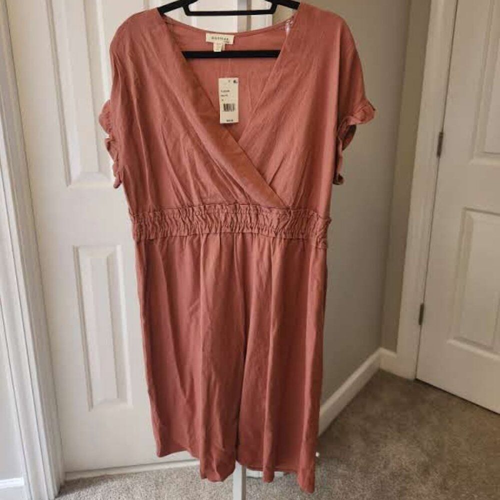 Monteau 2X Mauve Wrap Front Midi Dress - Picture 2 of 9